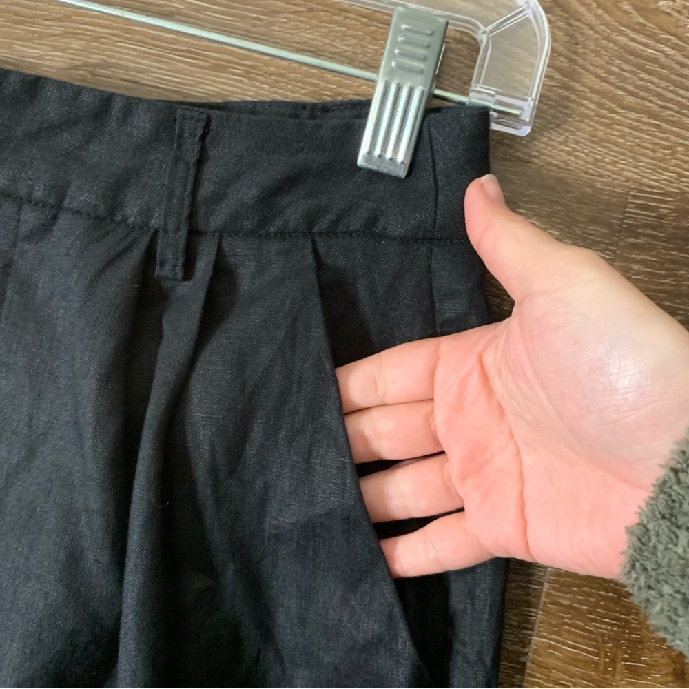 Dissh Womens black 100% linen high waist long shorts - Picture 2 of 9